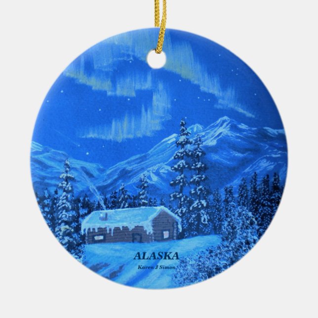 Aurorakabin Julgransprydnad Keramik (Framsidan)