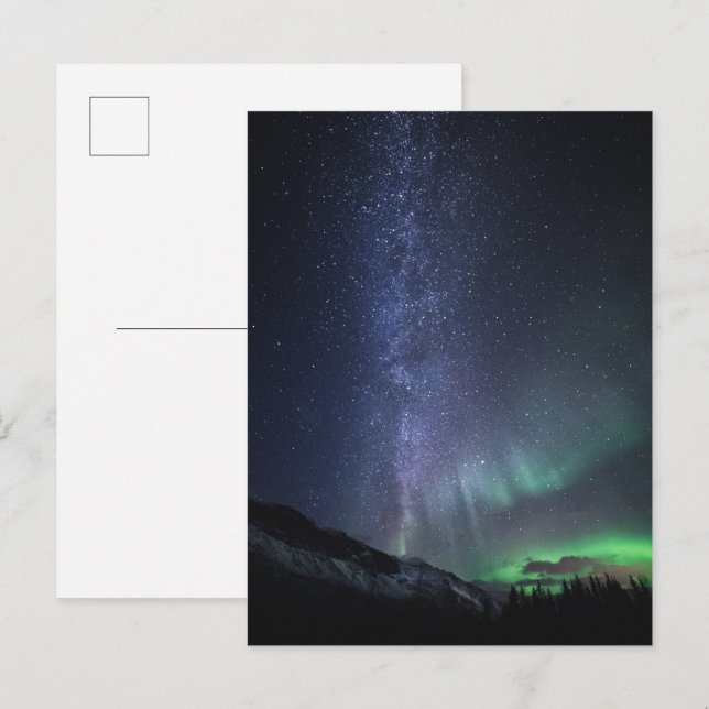 Auroran Milky Way Vykort (Fram/baksida)