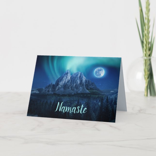 Auroran Namaste offert för Tack, fullmånsberg Kort (Framsida)
