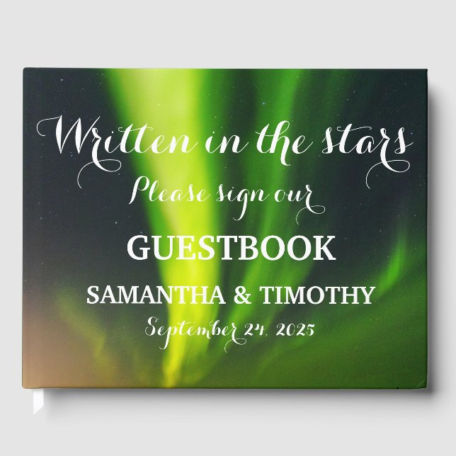 Auroran Norra Ljus Starry Night Bröllop Gästböcker (Framsida)