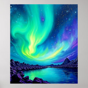 Aurorans Magiska nattens Himmel Dance Design Poster