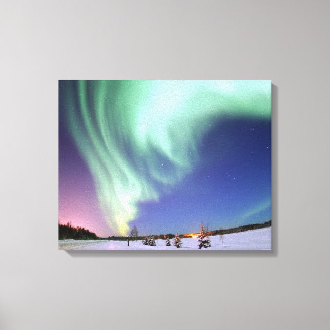 Aurorans omslutna arbetsyteutskrift canvastryck (Framsida)
