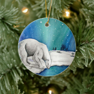 Aurorans Polar Bear Julgransprydnad Keramik