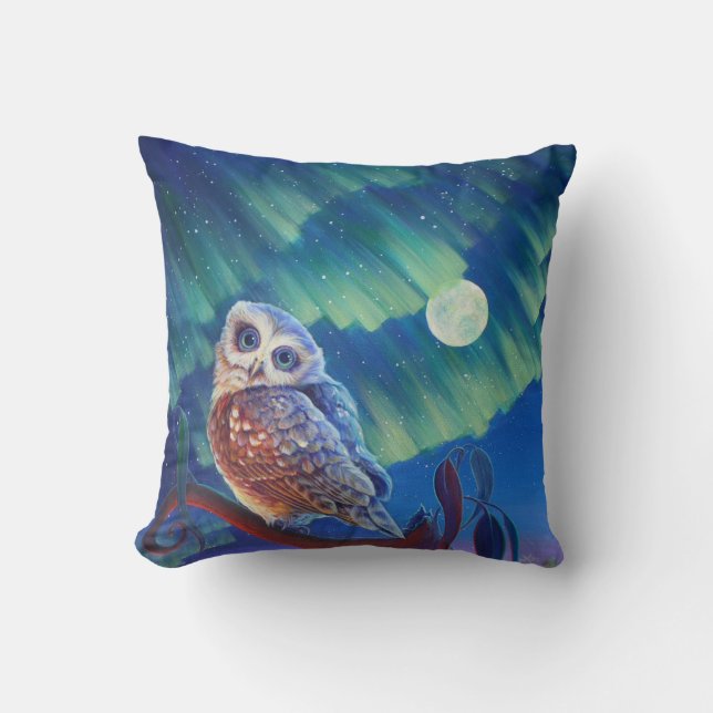 Aurorauggla och Starry Owl. Kudde (Framsida)
