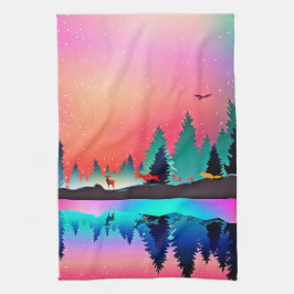 Auroror från skogsområden kökshandduk