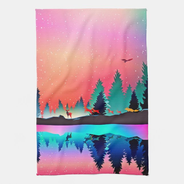 Auroror från skogsområden kökshandduk (Vertikal)