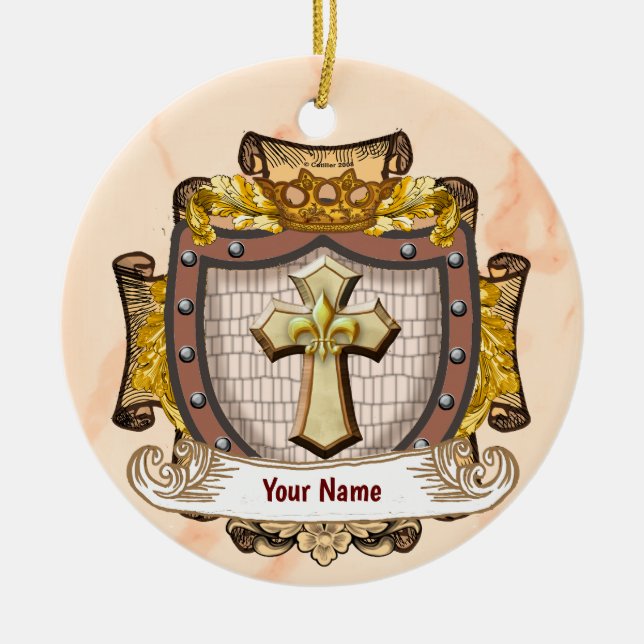 Aurum Familjevapen Efternamn Julgransprydnad Keramik (Framsidan)