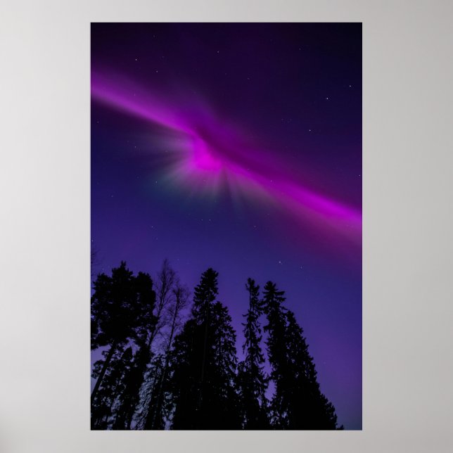 Aury Borealis Natt Himmel Natur Affisch (Framsidan)
