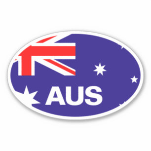 AUS land kod Australian flagga oval vinylbil Klistermärken