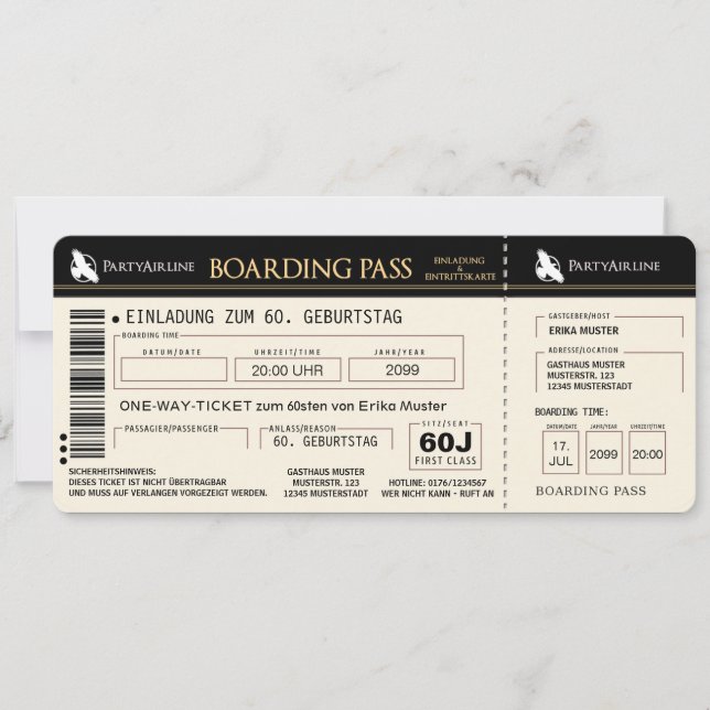 ausgefallene Einladungskarte zum 60. Geburtstag Inbjudningar (Framsida)