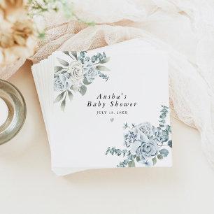 AUSHA Dusty Blue Blommigt Boy Shower Pappersservett