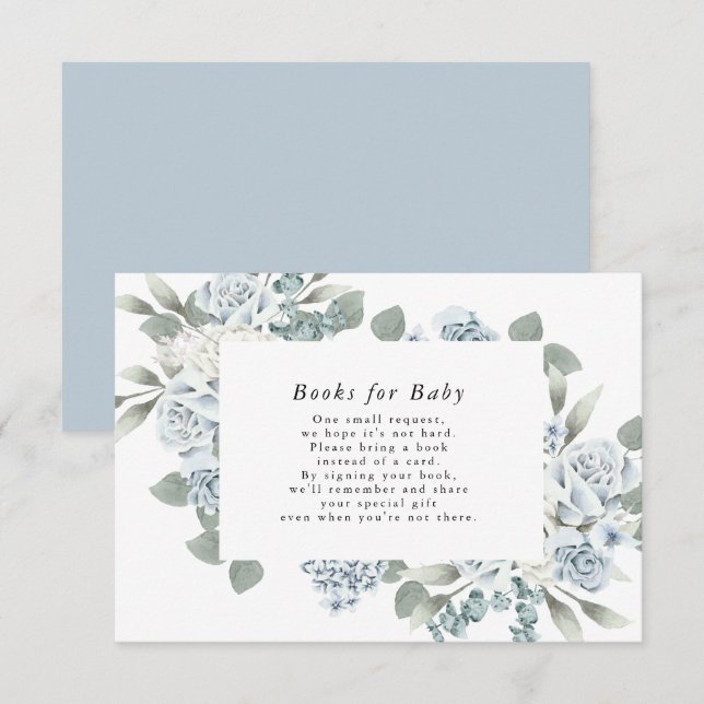AUSHA Dusty Blue Bokar för Baby-inhägnadskort Inbjudningar (Fram/baksida)