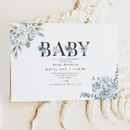AUSHA Dusty Blue Boy Shower-inbjudan Inbjudningar
