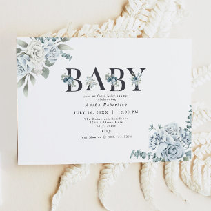 AUSHA Dusty Blue Boy Shower-inbjudan Inbjudningar