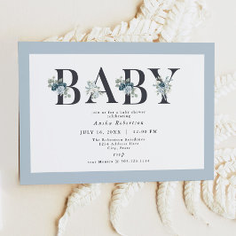 AUSHA Dusty Blue Boy Shower-inbjudan Inbjudningar