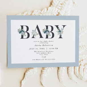 AUSHA Dusty Blue Boy Shower-inbjudan Inbjudningar
