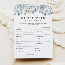 AUSHA Dusty Blue Ord Scramble Möhippa Game Inbjudningar