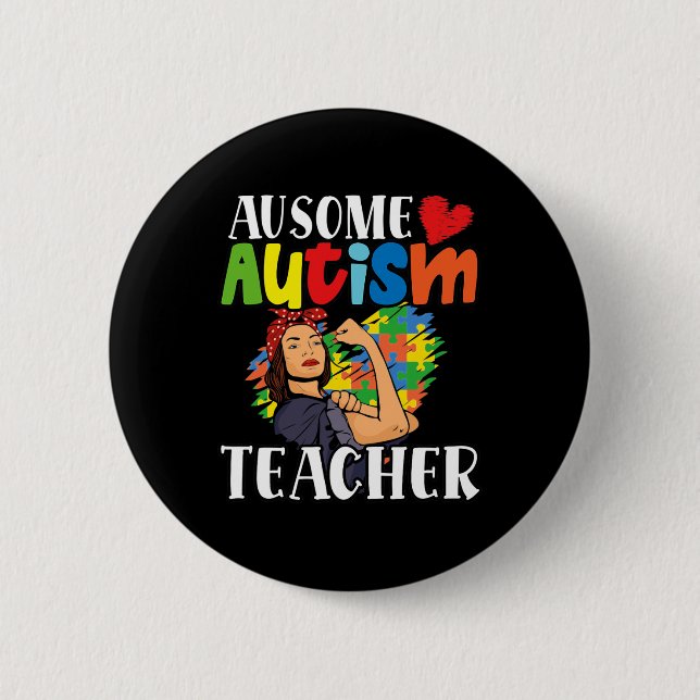 Ausome Autism Teacher Disabilities Månad 1 Knapp (Framsida)
