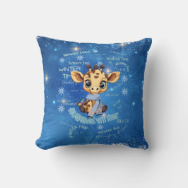 AUsome Winter Giraffe – Autism Awareness Blue Snow Kudde