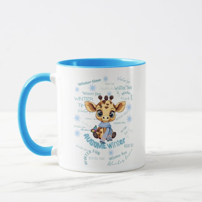 AUsome Winter Giraffe – Cute Autism Awareness  Mugg (Vänster)