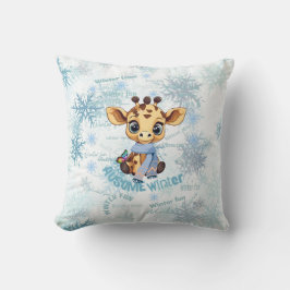AUsome Winter Giraffe – Cute Autism Awareness Snow Kudde