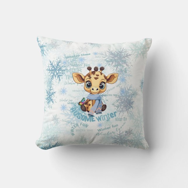 Ausome Winter – One of a Kind Snowflake Giraffe  Kudde (Framsida)