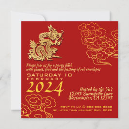 Auspicious Clouds Chinese New Year Dragon 2024 Sq Inbjudningar