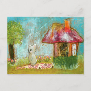 Auspicious Day Whimsical Woodland Mouse Folk Art Vykort