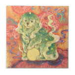 Auspicious Komainu: Guardian of Yuzen Dreams (Un  Kakelplatta<br><div class="desc">Add a touch of radiant charm and protective symbolism to any surface with "Auspicious Komainu: Guardian of Yuzen Dreams (Un Form), " a captivating ceramic tile featuring an original Japanese Nihonga masterpiece. This piece beautifully captures the spirit of the Komainu (狛犬), the traditional Japanese lion-dog guardian, specifically representing the "Un"...</div>