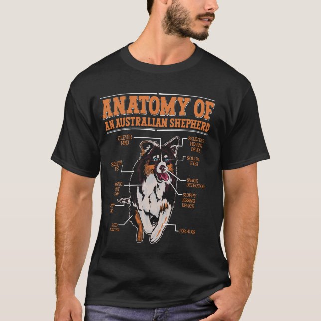 Aussie ANATOMY OF AN AUSTRALIAN SHEPHERD Funny Own T Shirt (Framsida)