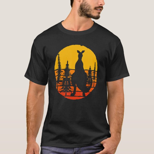 Aussie Animal Kangaroo Retro Forest Träd Kangaro T Shirt (Framsida)
