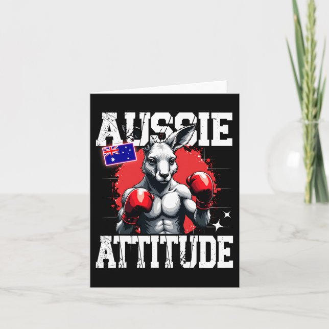 Aussie Attitude Funny Kangaroo Boxing Australia Bo Kort (Framsida)