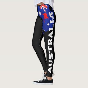 Aussie Australia Flagga Leggings for Women & Girls