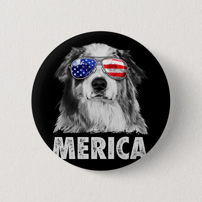 Aussie australian shepherd 4 juli merica knapp (Framsida)