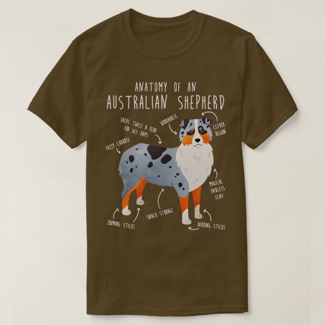 Aussie Australian shepherd Anatomy 1 T Shirt (Design framsida)