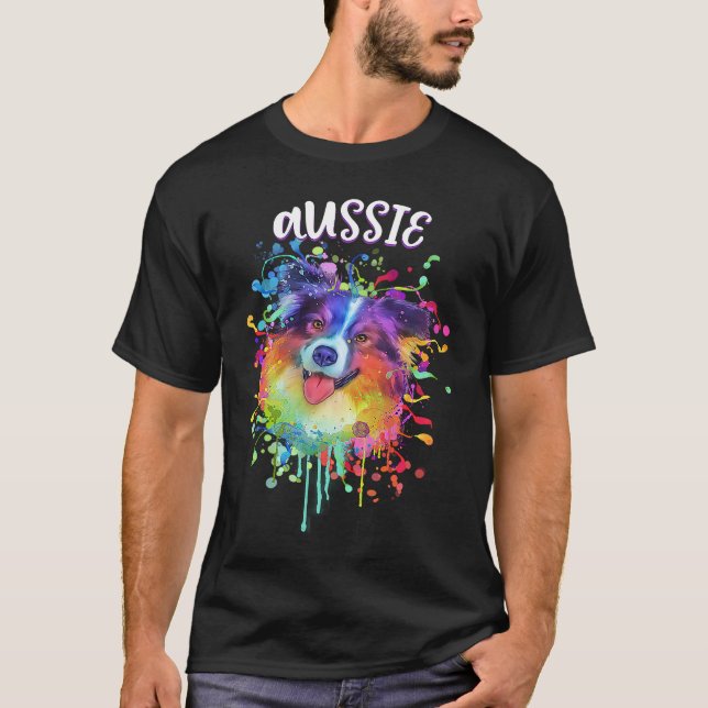 Aussie Australian Shepherd  Australian Shepard Hum T Shirt (Framsida)