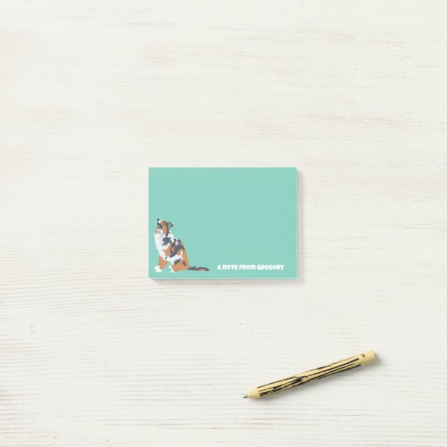 Aussie Australian shepherd Hund Personlig Post-it Block (On Desk)