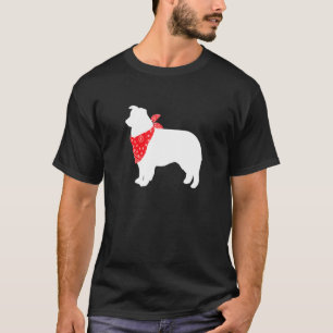 Aussie Australian shepherd Hund Wearing Red Bandan T Shirt