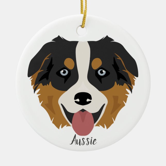 Aussie, Australian shepherd-julprydnaden Julgransprydnad Keramik (Framsidan)
