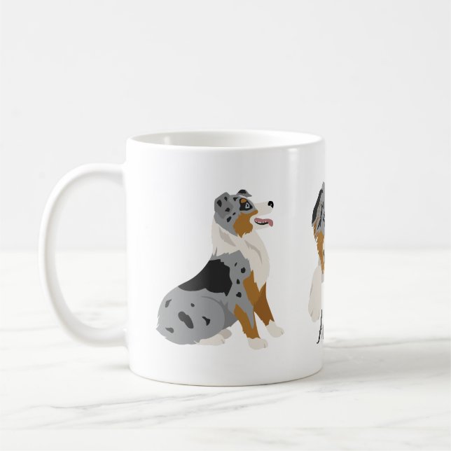 Aussie. Australian shepherd Kaffemugg (Vänster)