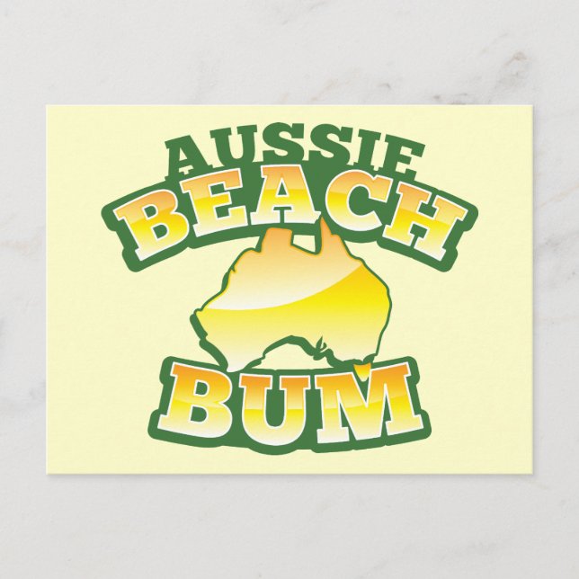 Aussie Beach Bum! med Australien karta Vykort (Framsida)