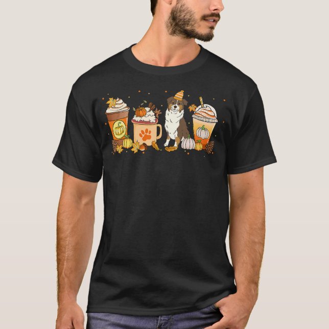 Aussie Coffee Pumpkin Spice Dog Lovers Fall Thanks T Shirt (Framsida)