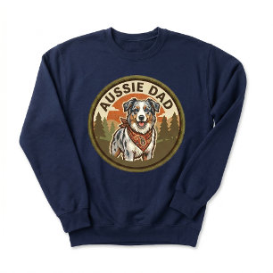Aussie Dad Crewneck   Australian Shepherd Dog Dad  Lång Ärmad Tröja