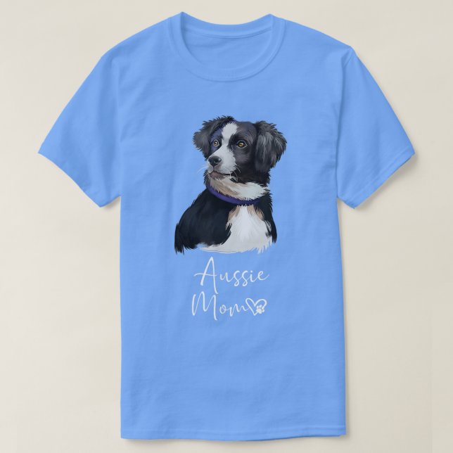 Aussie Dog Mom Cute Puppy Australian Shepherd Dog  T Shirt (Design framsida)