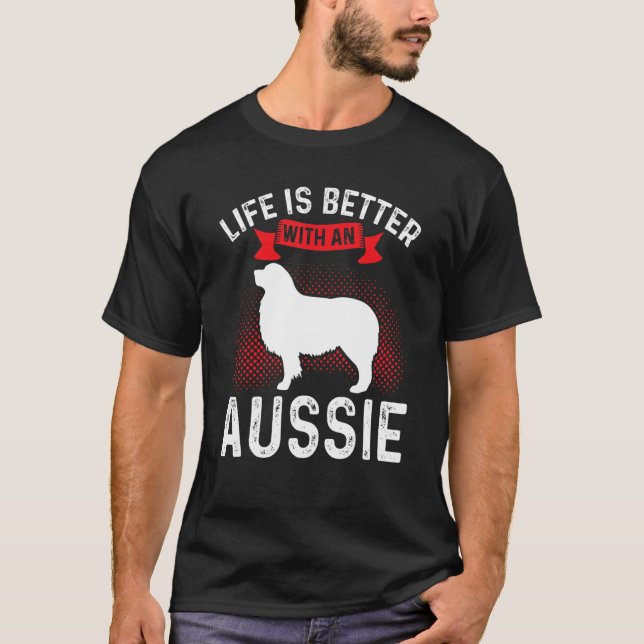 Aussie Graphic Women Manar Kid Australian shepherd T Shirt (Framsida)