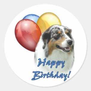 Aussie Grattis på födelsedagen Balloons Runt Klistermärke