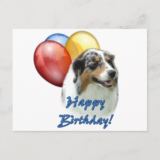 Aussie Grattis på födelsedagen Balloons Vykort (Framsida)