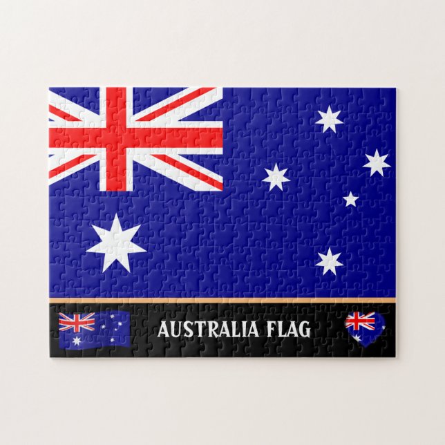 Aussie Hearts & Australian Flagga / Australien Pussel (Horisontell)