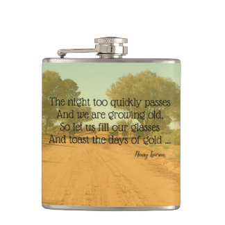 Aussie Henry Lawson Quote Drinking Flask Fickplunta
