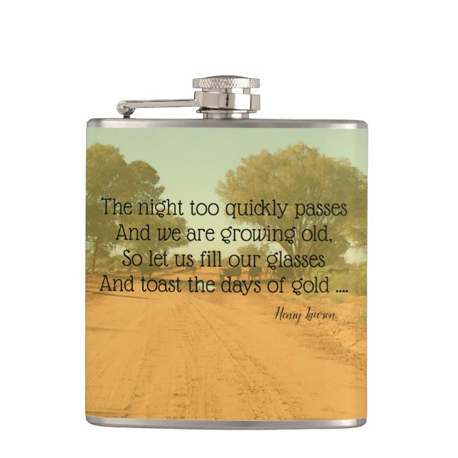 Aussie Henry Lawson Quote Drinking Flask Fickplunta (Framsidan)